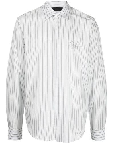 Amiri Camisa de popelin de algodon a rayas - Blanco