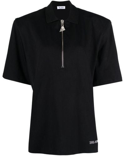 The Attico Logo-appliqué Cotton Polo Shirt - Black