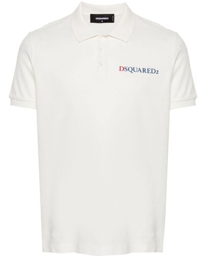 DSquared² Polo en coton piqué à logo imprimé - Blanc