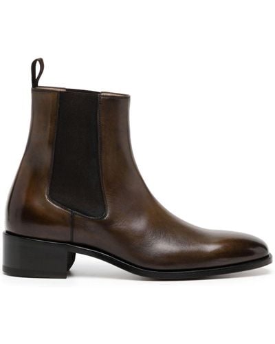 Tom Ford Leather Ankle Boots - Brown