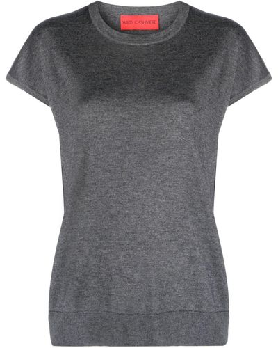 Wild Cashmere Wannette Short-sleeved Knitted Top - Grey