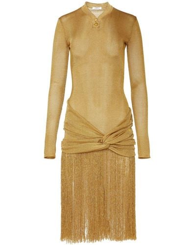 Ferragamo Fringe-detailing Cotton-blend Dress - Yellow