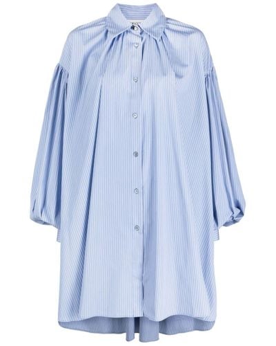 Del Core Pinstripe-pattern Shirt Minidress - Blue