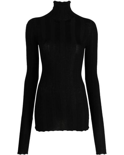 Sportmax High-neck Wide-ribbed Top - Black