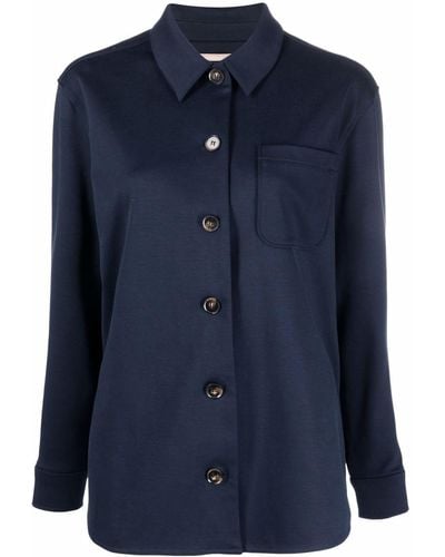 12 STOREEZ スプレッドカラー シャツジャケット - ブルー