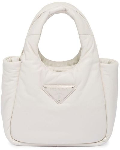 Prada Small Padded Leather Tote Bag - White