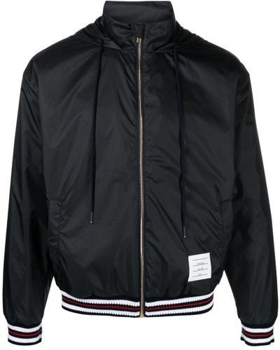 Thom Browne Logo-patch Ripstop Lightweight Jacket - Black