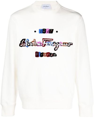Ferragamo Sweatshirt mit geflocktem Logo - Weiß
