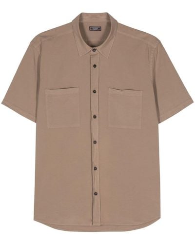 Peserico Cotton-blend shortsleeved shirt - Braun