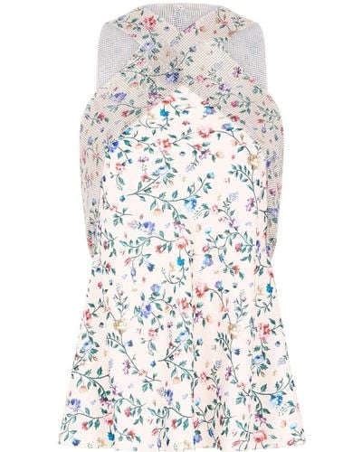 Rabanne Top con estampado floral y cuello halter - Blanco