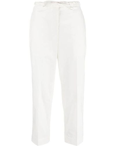 Jil Sander Cropped Cotton Trousers - White