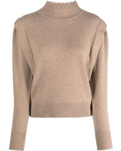 Isabel Marant Lucille Scalloped Turtleneck Sweater - Natural