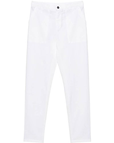 Moorer Logo-patch tapered trousers - Weiß