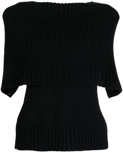 Monse Ribbed Wool Sweater - Black