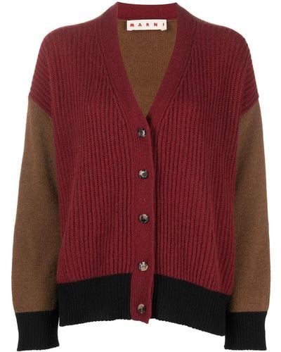 Marni Colour-block Knitted Cardigan - Red
