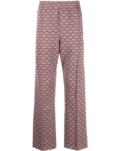 Needles Floral-jacquard Straight Trousers - Red