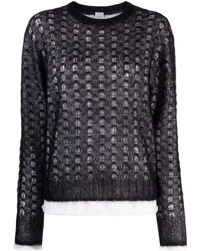 Totême Lace-knit Mohair-blend Jumper - Black