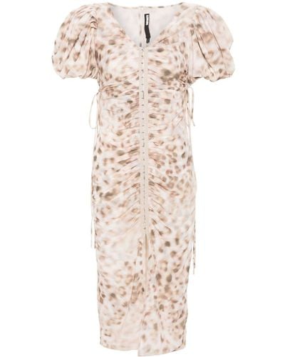 ROTATE BIRGER CHRISTENSEN Leopard-print Midi Dress - Natural