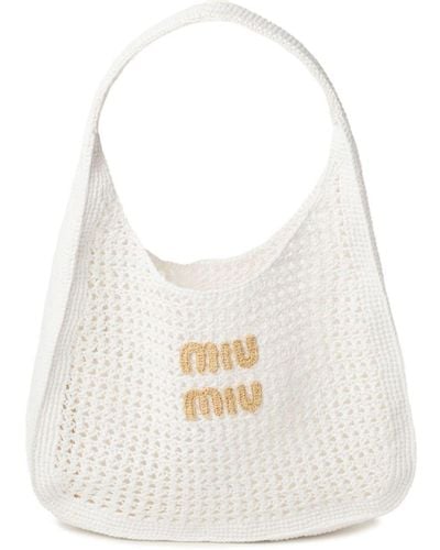 Miu Miu Crochet-knit Handbag - White