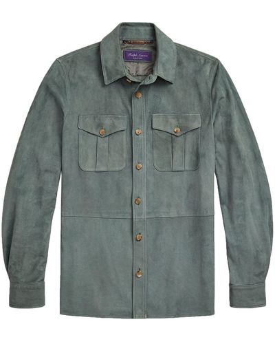 Ralph Lauren Purple Label Barron Suede Shirt - Green