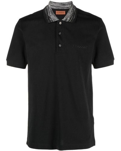 Missoni Contrast Collar Cotton Polo Shirt - Black