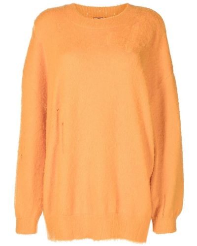R13 Distressed Crew-neck Sweater - Orange
