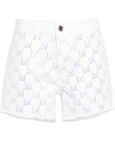 Liu Jo Pantalones vaqueros cortos con apliques de strass - Blanco