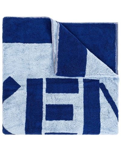 KENZO Frottee-Badetuch mit Logo-Intarsie - Blau