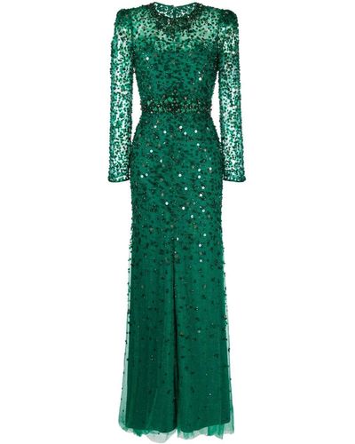 Jenny Packham Aura スパンコール イブニングドレス - グリーン