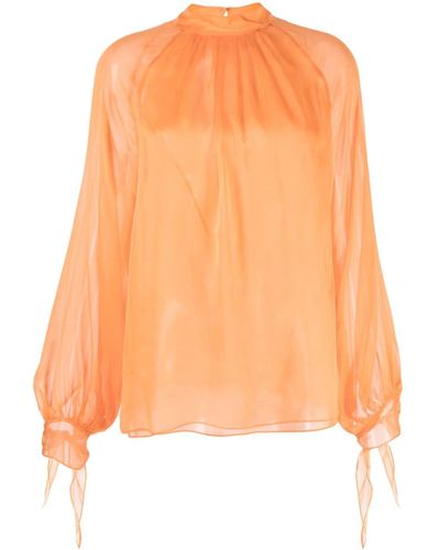 Roberto Cavalli Semi-sheer Silk Blouse - Orange