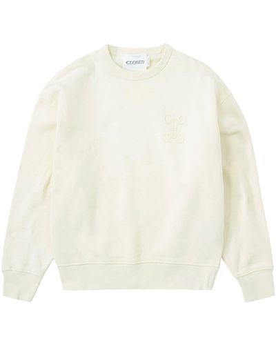 Closed Sweater Met Geborduurd Logo - Wit