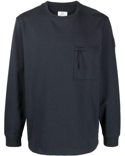 Woolrich Zip-pocket Crew-neck Sweatshirt - Blue