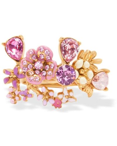 Oscar de la Renta Flower Garden Crystal-embellished Ring - Pink