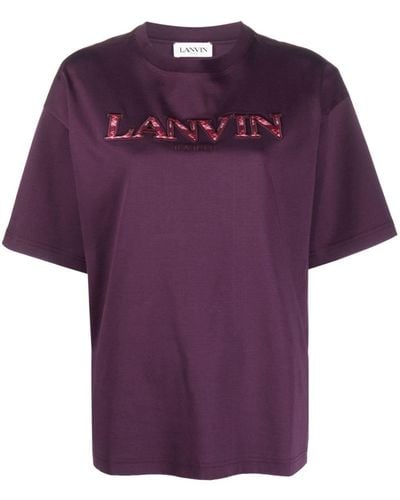 Lanvin Logo-appliqué Cotton T-shirt - Purple
