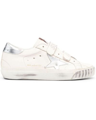 Golden Goose Old School With Silver Laminated Leather Star - White