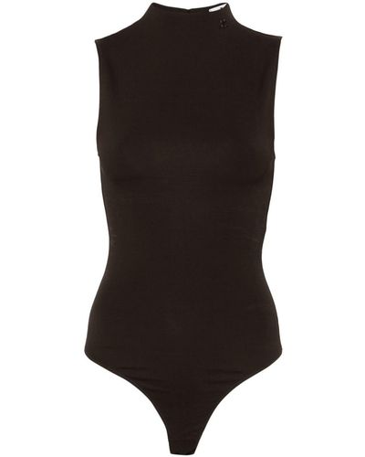 Courreges Mock-neck Crepe Bodysuit - Black