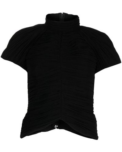 Rochas Ruched Short-sleeve Top - Black