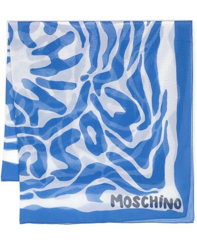 Moschino Logo-print Silk Scarf - Blue