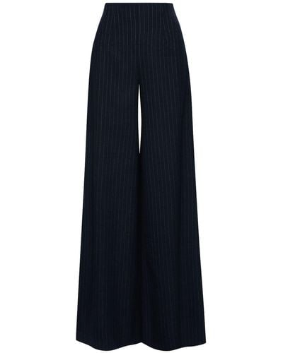 Oscar de la Renta Vertical-stripe Wool-blend Trousers - Blue