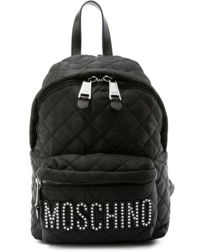 Moschino Logo-embellished Quilted Backpack - Black