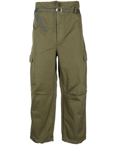 Comme des Garçons Belted Tapered-leg Cargo Trousers - Green