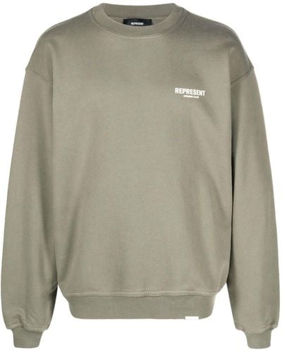 Represent Logo-print Cotton Sweatshirt - Grey