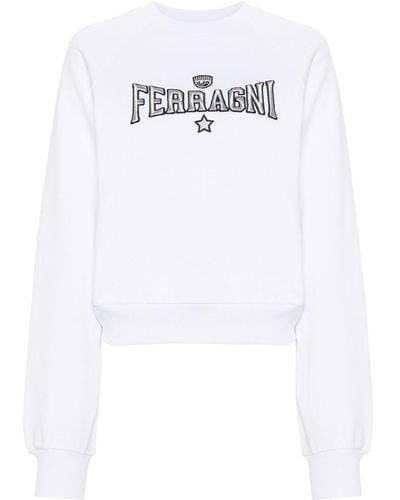 Chiara Ferragni Embroidered-logo Cotton Sweatshirt - White