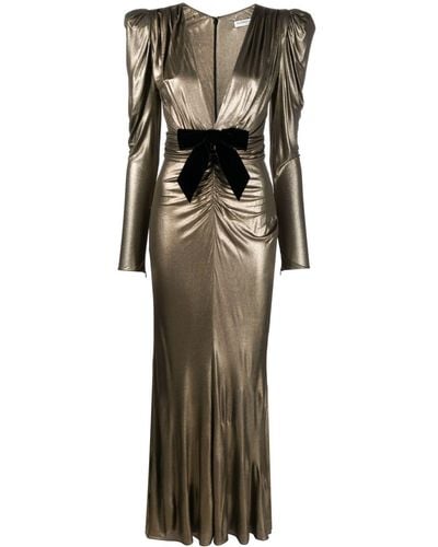 Alessandra Rich Maxi-jurk Met Strikdetail - Metallic