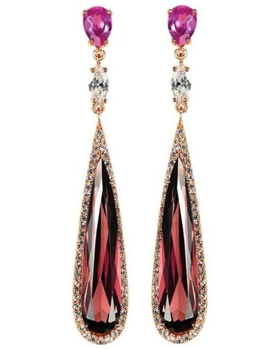 Anabela Chan 18kt Rose Gold Vermeil Shard Tourmaline And Diamond Earrings - Pink