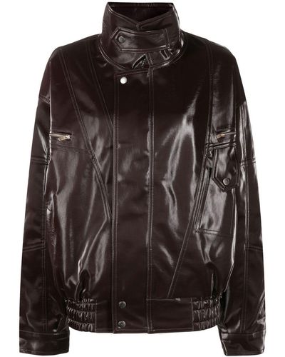 Rejina Pyo High-neck Faux-leather Jacket - Black