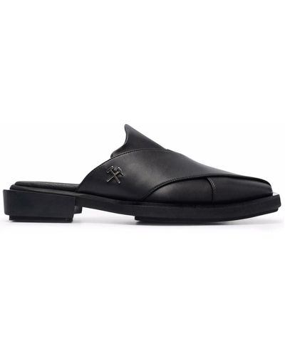 GmbH Logo Plaque Faux-leather Slippers - Black