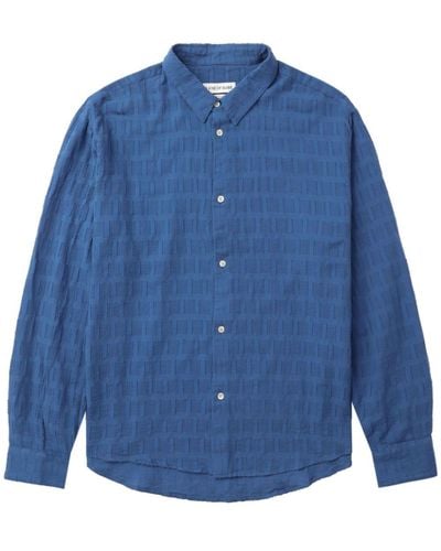 A Kind Of Guise Cotton-jacquard Shirt - Blue