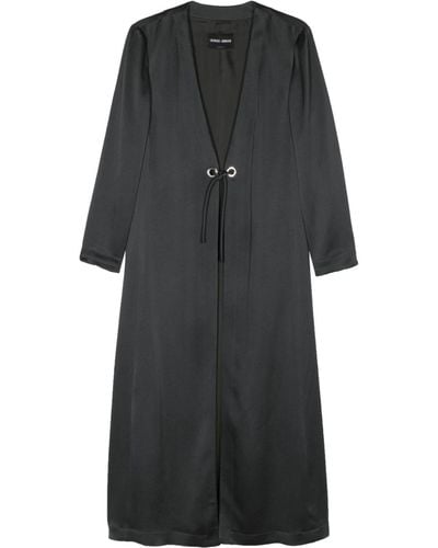 Giorgio Armani Manteau long en satin - Noir