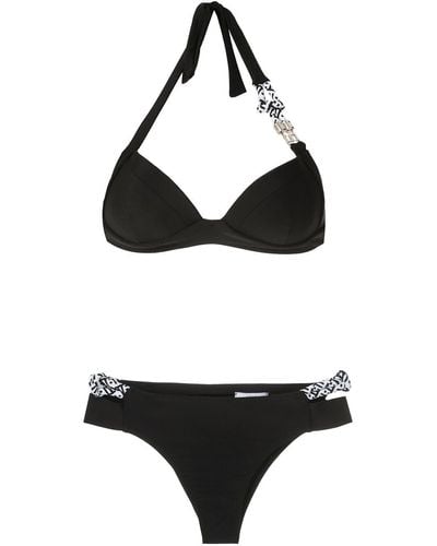Amir Slama Rope Details Balconette Bikini Set - Black